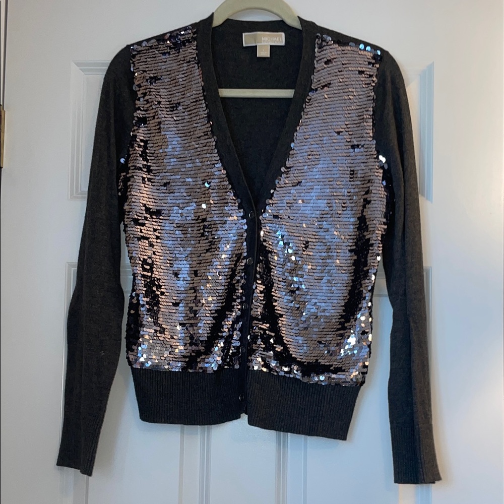 MMK Sequin Embellished Black Sweater